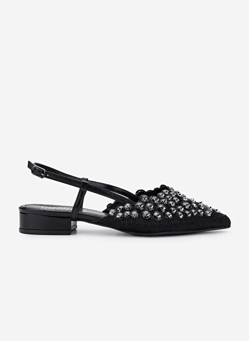 Valmenti Kadın Deri & Tekstil Siyah Topuklu Ayakkabı - Görsel 2