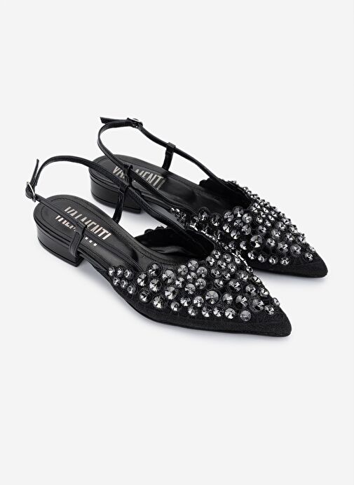 Valmenti Kadın Deri & Tekstil Siyah Topuklu Ayakkabı - Görsel 3