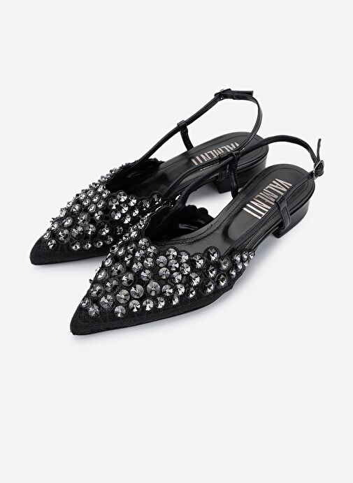 Valmenti Kadın Deri & Tekstil Siyah Topuklu Ayakkabı - Görsel 6