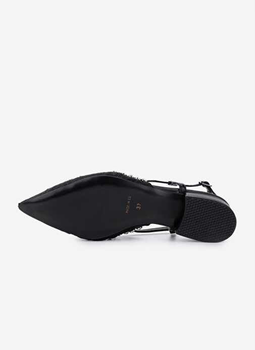 Valmenti Kadın Deri & Tekstil Siyah Topuklu Ayakkabı - Görsel 5