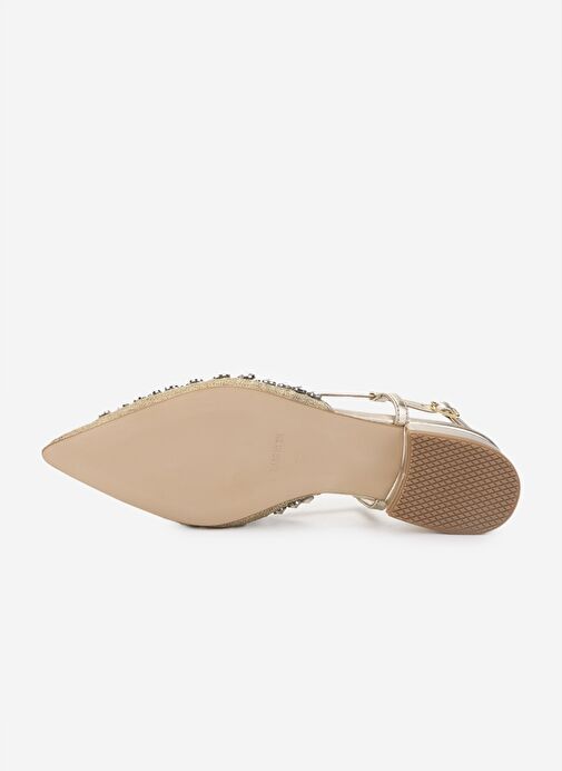 Valmenti Kadın Deri & Tekstil Gold Topuklu Ayakkabı - Görsel 5