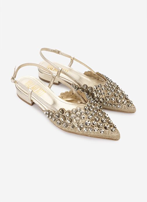 Valmenti Kadın Deri & Tekstil Gold Topuklu Ayakkabı - Görsel 3