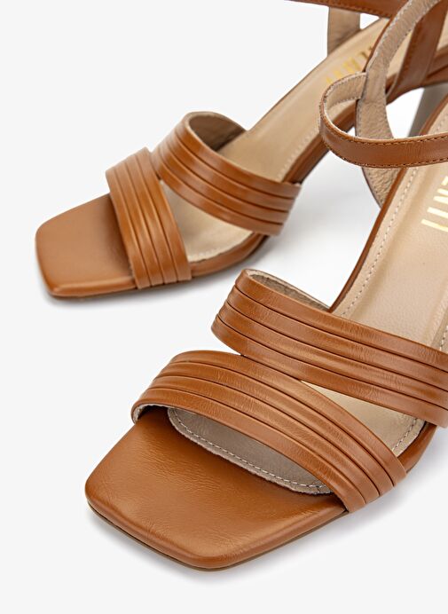 Valmenti Kadın Suni Deri Taba Topuklu Ayakkabı - Görsel 4