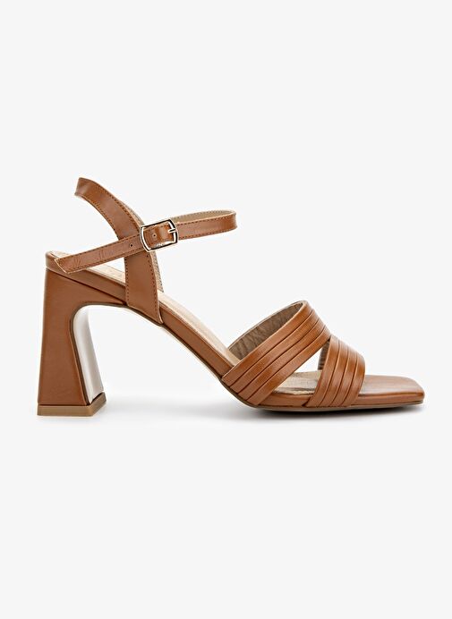 Valmenti Kadın Suni Deri Taba Topuklu Ayakkabı - Görsel 2