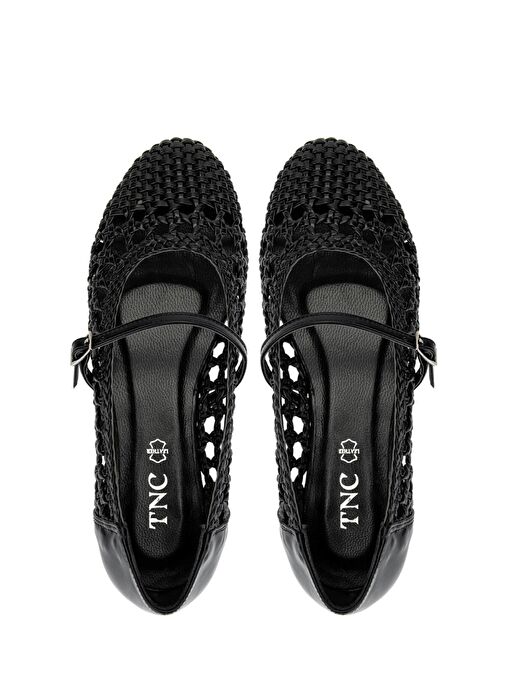 Tamer Tanca Kadın Suni Deri Siyah Babet Ayakkabı - Görsel 7