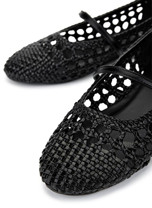 Tamer Tanca Kadın Suni Deri Siyah Babet Ayakkabı - Görsel 5