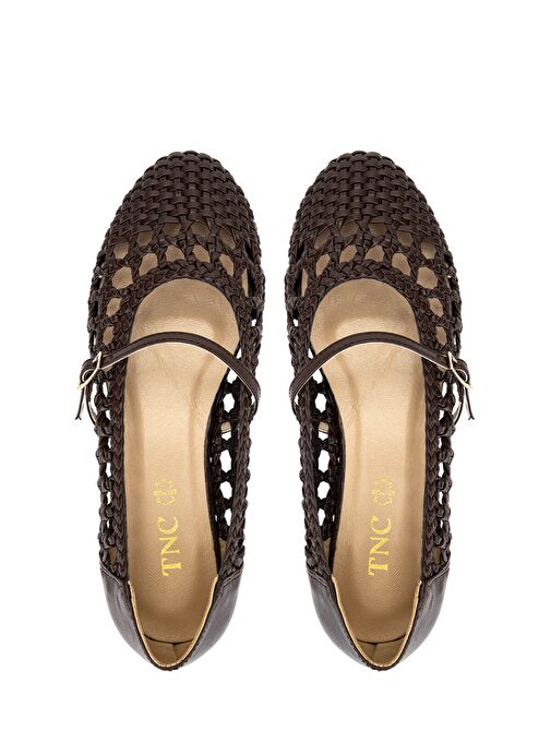 Tamer Tanca Kadın Suni Deri Kahverengi Babet Ayakkabı - Görsel 7