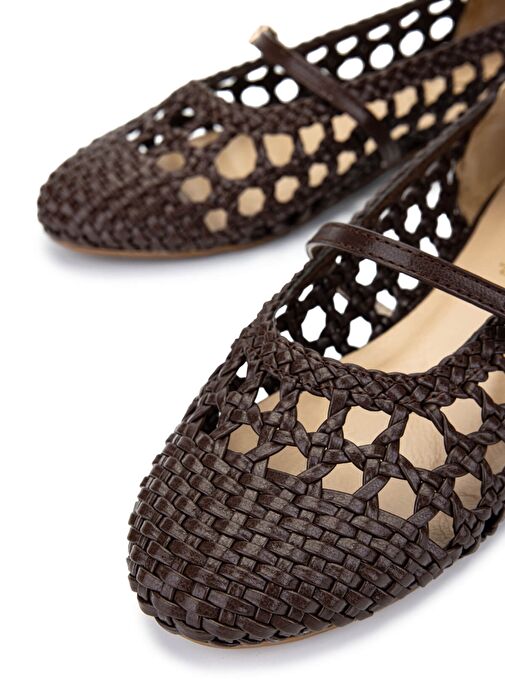 Tamer Tanca Kadın Suni Deri Kahverengi Babet Ayakkabı - Görsel 5