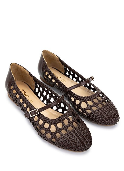 Tamer Tanca Kadın Suni Deri Kahverengi Babet Ayakkabı - Görsel 3