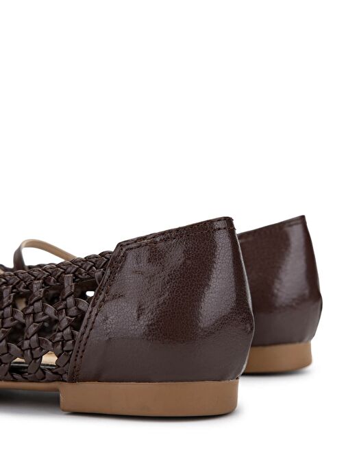 Tamer Tanca Kadın Suni Deri Kahverengi Babet Ayakkabı - Görsel 6