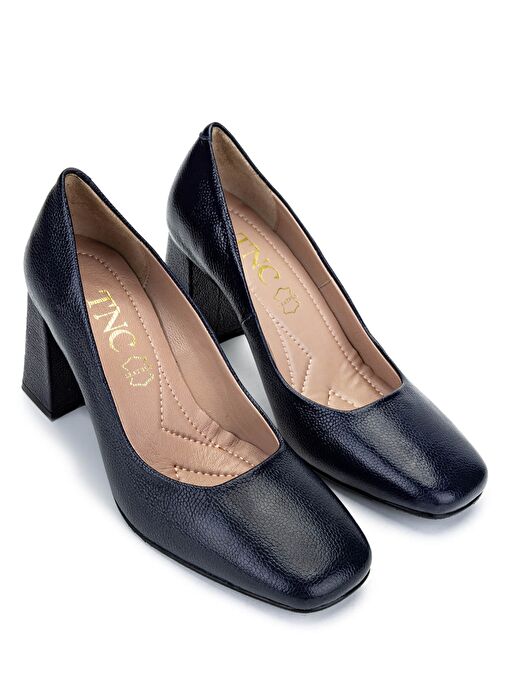 Tamer Tanca Kadın Hakiki Deri Lacivert Topuklu Ayakkabı - Görsel 3