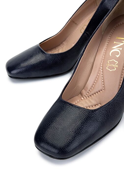 Tamer Tanca Kadın Hakiki Deri Lacivert Topuklu Ayakkabı - Görsel 4