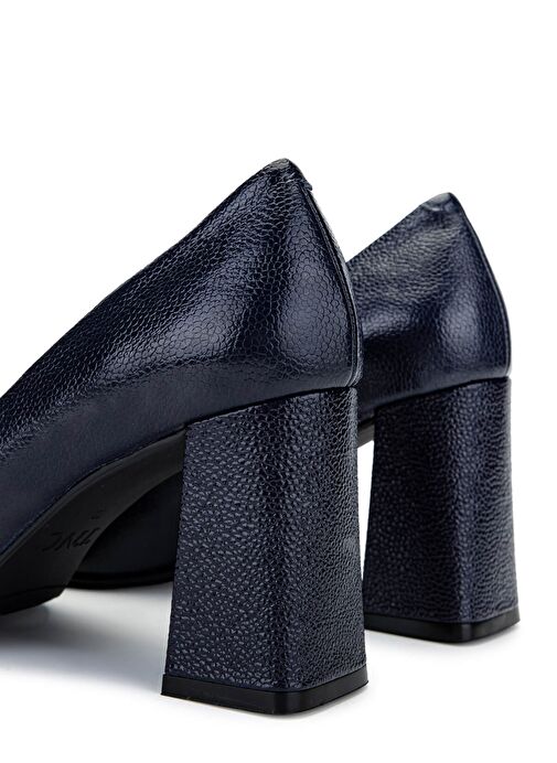 Tamer Tanca Kadın Hakiki Deri Lacivert Topuklu Ayakkabı - Görsel 5