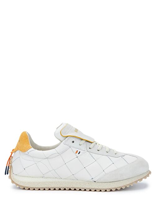 Barracuda Erkek Hakiki Deri Beyaz/Taş/Turuncu Sneakers & Spor Ayakkabı - Görsel 2