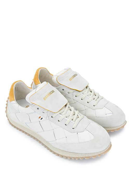 Barracuda Erkek Hakiki Deri Beyaz/Taş/Turuncu Sneakers & Spor Ayakkabı - Görsel 3