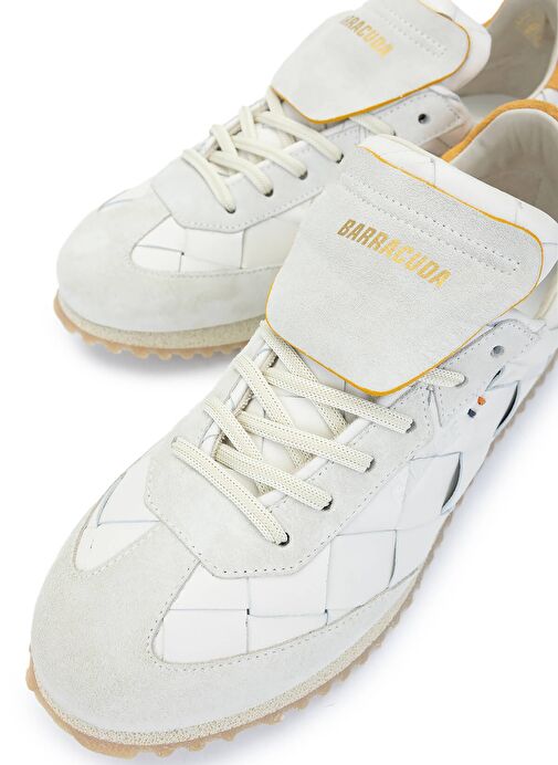 Barracuda Erkek Hakiki Deri Beyaz/Taş/Turuncu Sneakers & Spor Ayakkabı - Görsel 4
