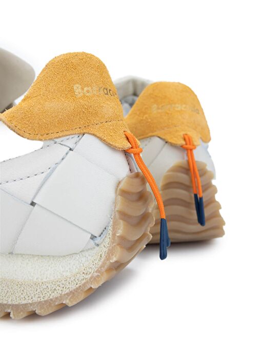 Barracuda Erkek Hakiki Deri Beyaz/Taş/Turuncu Sneakers & Spor Ayakkabı - Görsel 5