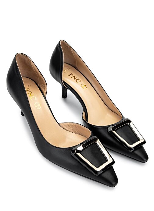 Tamer Tanca Kadın Hakiki Deri Siyah Analin Topuklu Ayakkabı - Görsel 3