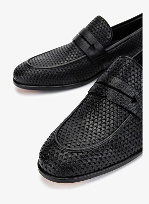 Valmenti Erkek Hakiki Deri Siyah Klasik Ayakkabı - Görsel 4