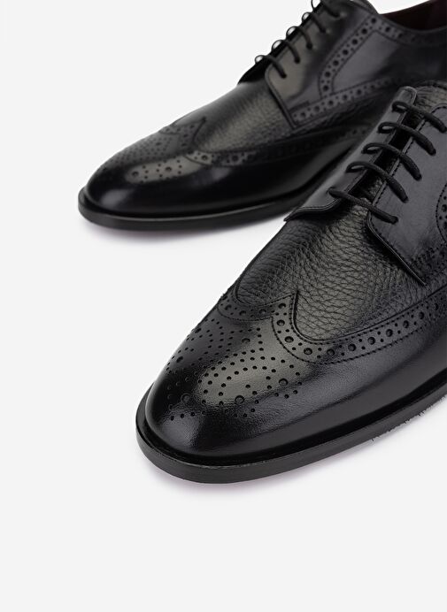 Valmenti Erkek Hakiki Deri Siyah Klasik Ayakkabı - Görsel 4