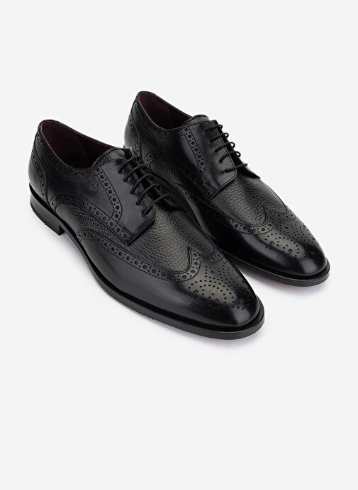 Valmenti Erkek Hakiki Deri Siyah Klasik Ayakkabı - Görsel 3