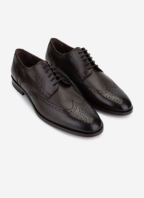 Valmenti Erkek Hakiki Deri Kahverengi Klasik Ayakkabı - Görsel 3