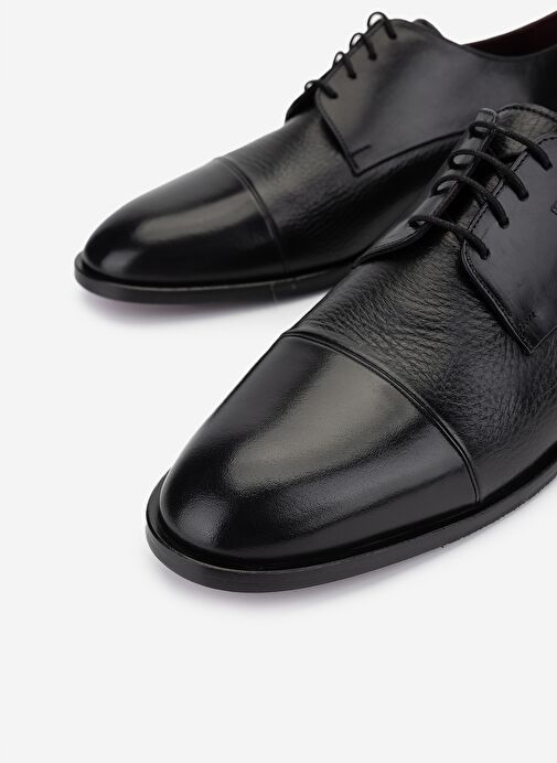 Valmenti Erkek Hakiki Deri Siyah Klasik Ayakkabı - Görsel 4