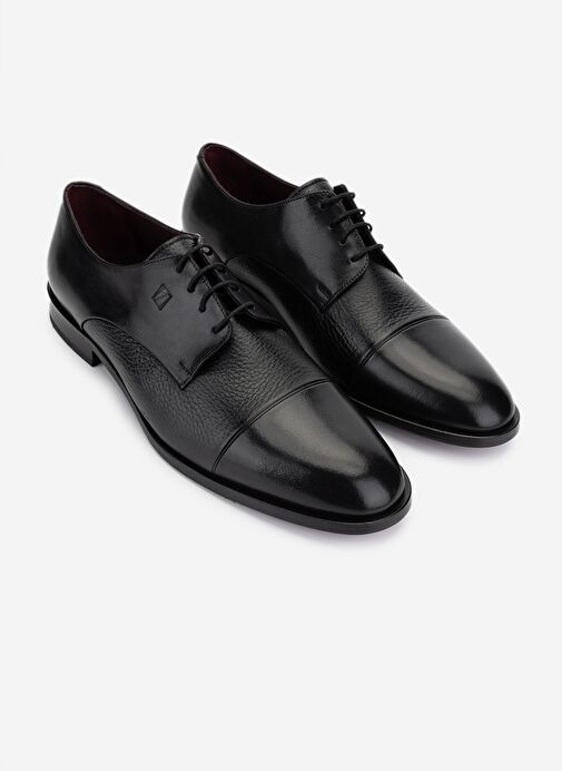Valmenti Erkek Hakiki Deri Siyah Klasik Ayakkabı - Görsel 3