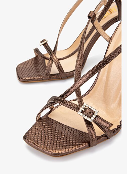 Valmenti Kadın Hakiki Deri Kahverengi Topuklu Ayakkabı - Görsel 4