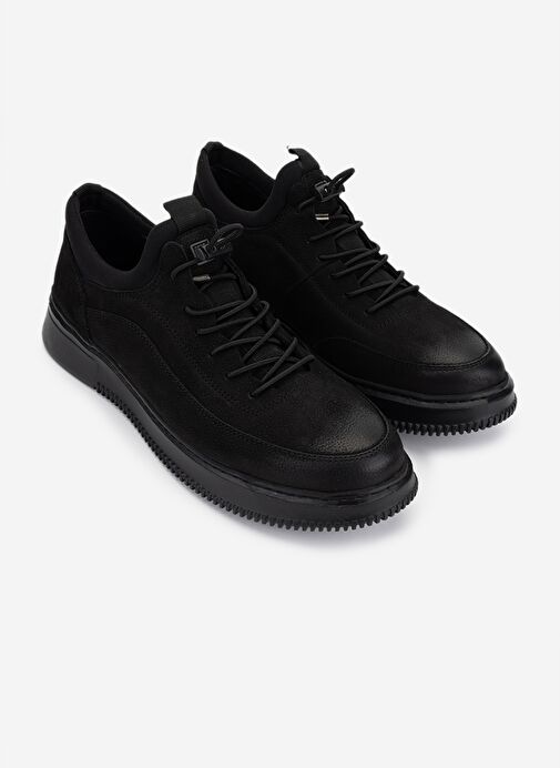 Valmenti Erkek Hakiki Deri Siyah Nubuk Sneakers & Spor Ayakkabı - Görsel 3
