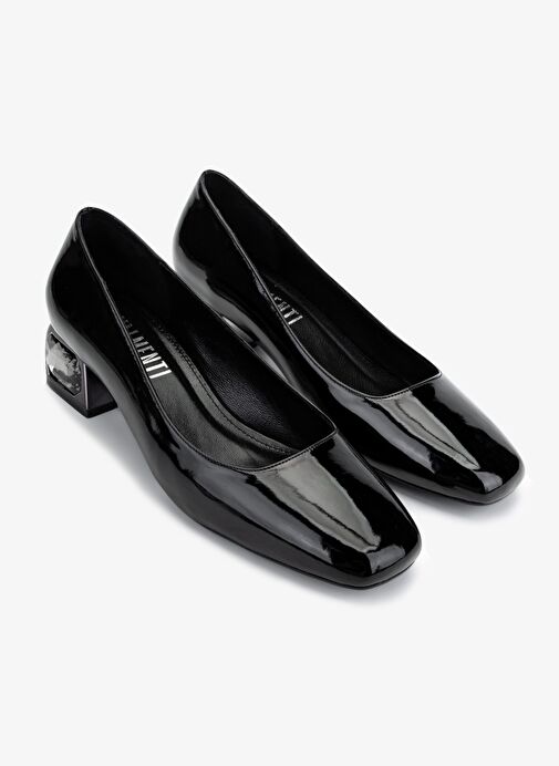 Valmenti Kadın Siyah Rugan Topuklu Ayakkabı - Görsel 3