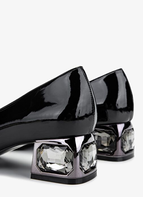 Valmenti Kadın Siyah Rugan Topuklu Ayakkabı - Görsel 6