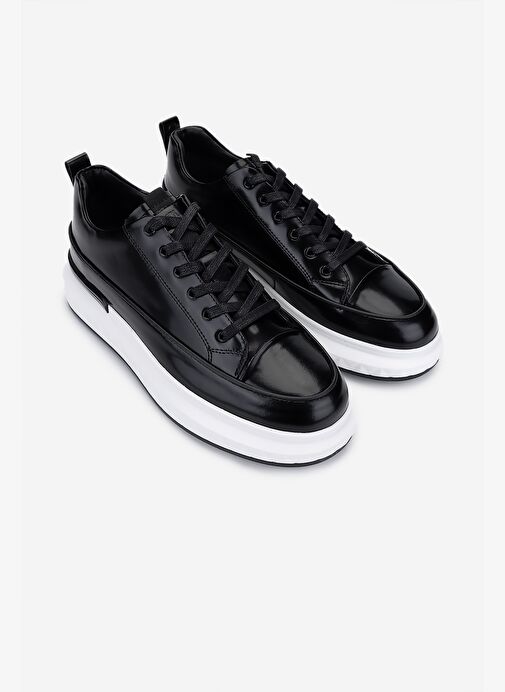 Valmenti Erkek Hakiki Deri Siyah Açma Casual Ayakkabı - Görsel 3