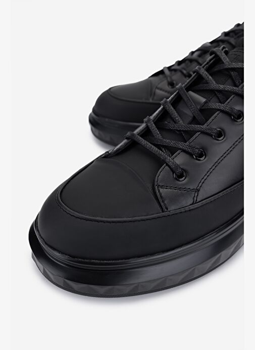 Valmenti Erkek Hakiki Deri Siyah Casual Ayakkabı - Görsel 4