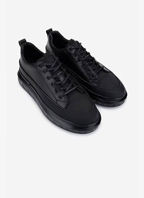 Valmenti Erkek Hakiki Deri Siyah Casual Ayakkabı - Görsel 3