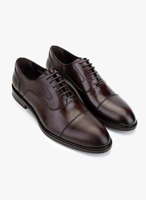 Valmenti Erkek Hakiki Deri Kahverengi Deri Klasik Ayakkabı - Görsel 3