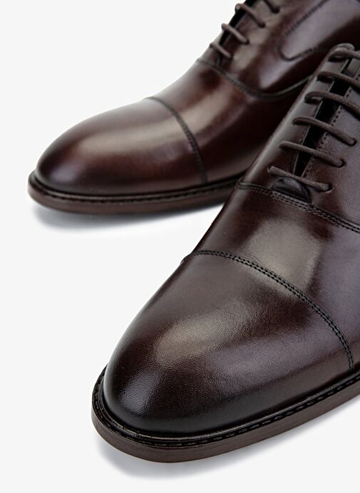 Valmenti Erkek Hakiki Deri Kahverengi Deri Klasik Ayakkabı - Görsel 4