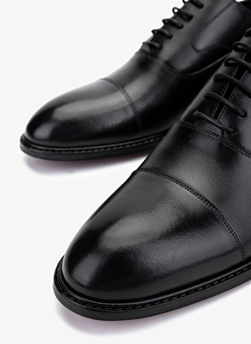 Valmenti Erkek Hakiki Deri Siyah Analin Klasik Ayakkabı - Görsel 4