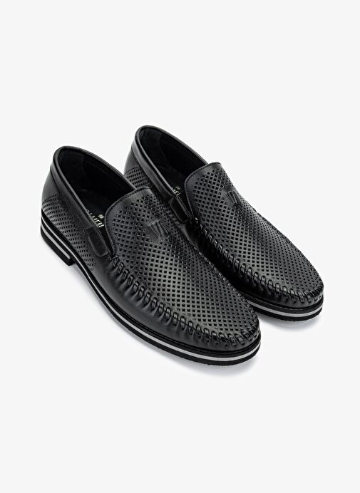 Valmenti Erkek Hakiki Deri Siyah Casual Ayakkabı - Görsel 3