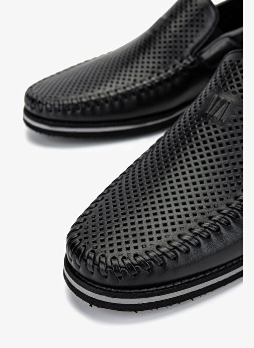 Valmenti Erkek Hakiki Deri Siyah Casual Ayakkabı - Görsel 4