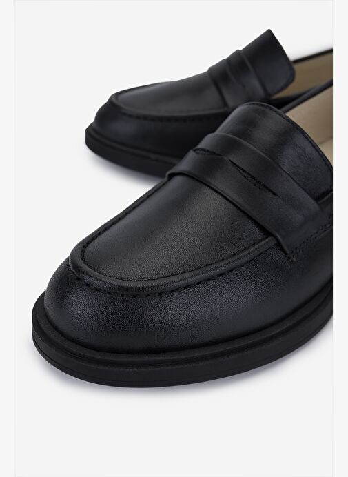 Valmenti Kadın Siyah Deri Loafer Ayakkabı - Görsel 4