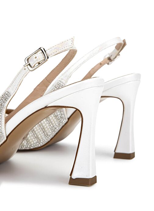 Tamer Tanca Kadın Suni Deri Beyaz Sedef Topuklu Ayakkabı - Görsel 6