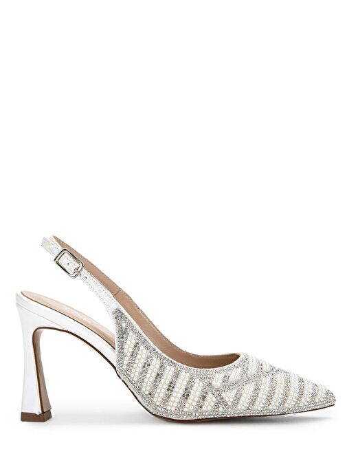 Tamer Tanca Kadın Suni Deri Beyaz Sedef Topuklu Ayakkabı - Görsel 2