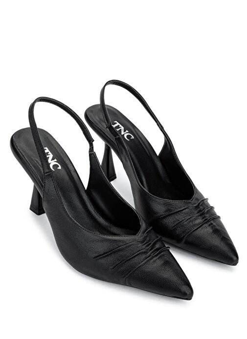 Tamer Tanca Kadın Suni Deri Siyah Topuklu Ayakkabı - Görsel 3