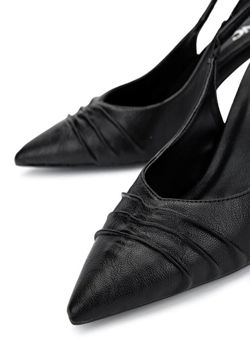 Tamer Tanca Kadın Suni Deri Siyah Topuklu Ayakkabı - Görsel 5