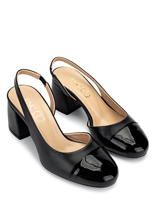 Tamer Tanca Kadın Hakiki Deri Siyah Rugan Topuklu Ayakkabı - Görsel 3