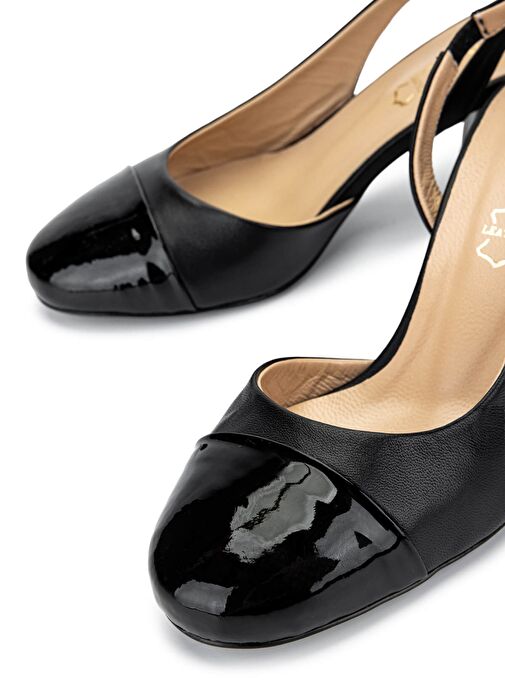 Tamer Tanca Kadın Hakiki Deri Siyah Rugan Topuklu Ayakkabı - Görsel 5