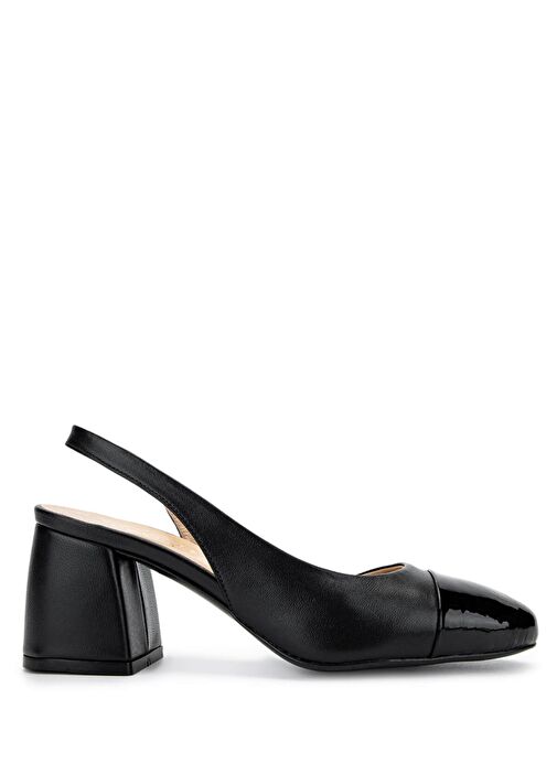 Tamer Tanca Kadın Hakiki Deri Siyah Rugan Topuklu Ayakkabı - Görsel 2