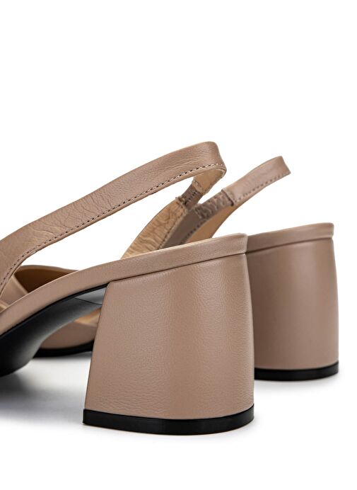 Tamer Tanca Kadın Hakiki Deri Siyah/Vizon Topuklu Ayakkabı - Görsel 6