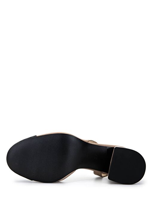 Tamer Tanca Kadın Hakiki Deri Siyah/Vizon Topuklu Ayakkabı - Görsel 4